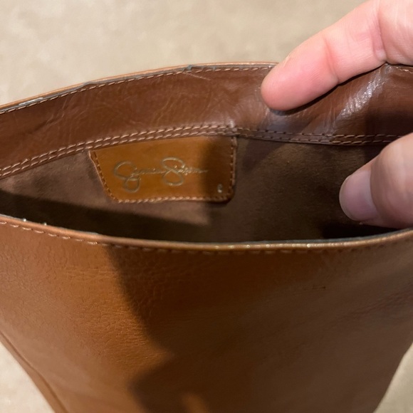 Jessica Simpson Brown Khalan Leather Platform Heel Knee-High Boots size 9B - Picture 6 of 13